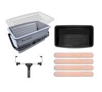 ROLLINGDOG Juego de Rodillos de Pintura Grandes mejorados de 18" Marco para Rodillo de Pintura de 18", Fundas de Microfibra para Rodillo de Pintura (Pack de 4),Cubo de Pintura con Tapa