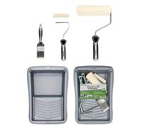 ROLLINGDOG Juegos de rodillos y bandejas de pintura, juegos de rodillos para pintura, pincel, mangas de rodillo de terciopelo pequeñas y grandes con pelo corto para pintura de superficie lisa (7