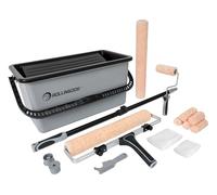 ROLLINGDOG Kit de rodillo de pintura de 18 pulgadas, rodillo de pintura con barra extensible de 2 a 3.2 pies, cubo de pintura con forros, fundas de rodillo de microfibra de 18 pulgadas (paquete de 2