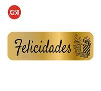 Rollo 250 etiquetas adhesivas Felicidades 45x15 mm