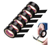 Rollo adhesivo eléctrico negro 16 mm x 6,1 m, Scotch aislante de PVC resistente 0,16 mm, paquete de 6, ideal para aislamiento eléctrico, reparaciones y organización de cables