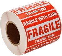 Rollo con 500 Etiquetas Adhesivas “Frágil”, de advertencia para embalaje de envío - Tamaño: 76x50 mm