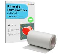 Rollo de 22 cm x 50 m A4 película de laminación en frío brillante - Hoja laminada autoadhesiva para fotos y pegatinas - Compatible con plotter de corte
