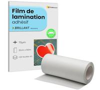 Rollo de 31 cm x 50 m A3, película de laminación en frío brillante - Hoja laminada autoadhesiva para fotos y pegatinas - Compatible con plotter de corte