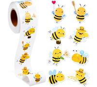 Rollo de 500 calcomanías de recompensa de abeja de dibujos animados, vinilo impermeable autoadhesivo, calcomanías de animales para pared, etiquetas adhesivas redondas para decoración de fiestas
