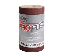 Rollo de 5m ProDec Advance de 100 grano medio-fino ProFlex Papel de lija de óxido de aluminio ultra flexible resistente a las grietas para lijar madera, pintura, yeso, masilla, metal y más