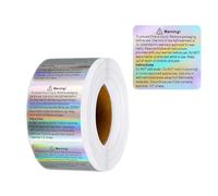 Rollo de adhesivo holográfico para paquete de ceras, 3,8 x 4,7 cm, autoadhesivas, de color plateado, etiquetas de advertencia de derretimiento, etiquetas adhesivas