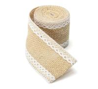 Rollo De Arpillera 1 rollo de arpillera yute natural 5 cm x 200 con borde encaje blanco, bandas for camino mesa, decoración rústica for bodas, manualidades DIY para manualidades(2)
