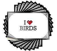 Rollo de calcomanías de agua | Paquete de calcomanías de peluche para profesores con texto en inglés "I Love Birds" (6 x 9