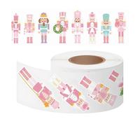 Rollo de calcomanías de Navidad, calcomanías de dibujos animados para botellas de agua, calcomanías divertidas de cascanueces de Navidad, para computadora, teléfono, botella de agua, diario, sobres