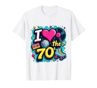 Rollo de Casete Retro I Love The 70s, Vinilo Funky Party 70s Camiseta gráfica económica, Hombre, Blanco, M