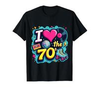 Rollo de Casete Retro I Love The 70s, Vinilo Funky Party 70s Camiseta gráfica económica, Hombre, Negro, L