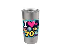 Rollo de casete retro I Love the 70s, vinilo Funky Party 70s Vaso térmico de acero inoxidable de doble pared
