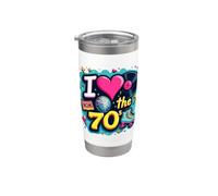 Rollo de casete retro I Love the 70s, vinilo Funky Party 70s Vaso térmico de acero inoxidable de doble pared