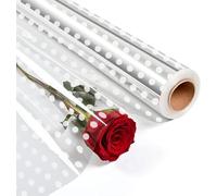 Rollo de celofán transparente, 80CMx 30M Lunares Blancos Papel de Regalo Transparente 2.5Mil Regalo Rollo Celofán para Envolver Regalos Flores Frutas Merienda