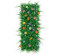 Rollo de césped artificial de 4 m x 1 m, césped artificial realista con flores para jardín, balcón, patio, decoración, resistente a los rayos UV, tapete verde de alta densidad (20 x 60 cm)