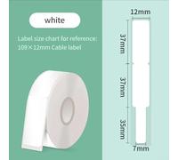 Rollo de cinta adhesiva para cable de 12 mm para Niimbot P15 D35 D11 - Papel térmico de fuerte adherencia - Etiquetas de red resistentes a los arañazos para gestión de cables de fibra, color blanco