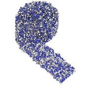 Rollo de cinta de diamantes 1 yarda 30mm Decoración de cinta de diamantes de imitación de cristal brillante para vestidos de fiesta Cinturón Apliques Pinza para el cabello Collar[azul marino]Cintas