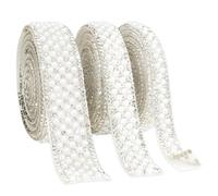 Rollo De Cinta De Estrás De Cristal - Imitación Diamantes Brillante Con Perlas Para Globos - 3 Rollos
