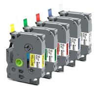 Rollo de Cinta de Etiquetas Compatible con rotuladora Tz 12 mm 231 231 131 431 Tz-231 531 631 731 Compatible con Fabricante de Etiquetas 5 Piezas PT-H110(5Mixed Colors)