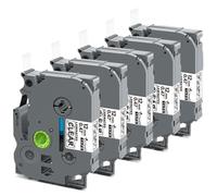 Rollo de Cinta de Etiquetas Compatible con rotuladora Tz 12 mm 231 231 131 431 Tz-231 531 631 731 Compatible con Fabricante de Etiquetas 5 Piezas PT-H110(Black on Clear)