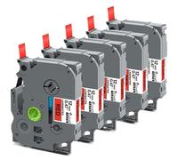 Rollo de Cinta de Etiquetas Compatible con rotuladora Tz 12 mm 231 231 131 431 Tz-231 531 631 731 Compatible con Fabricante de Etiquetas 5 Piezas PT-H110(Black on Red)