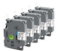 Rollo de Cinta de Etiquetas Compatible con rotuladora Tz 12 mm 231 231 131 431 Tz-231 531 631 731 Compatible con Fabricante de Etiquetas 5 Piezas PT-H110(Black on White)