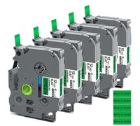 Rollo de Cinta de Etiquetas Compatible con rotuladora Tz 12 mm 231 231 131 431 Tz-231 531 631 731 Compatible con Fabricante de Etiquetas 5 Piezas PT-H110(Black on Green)