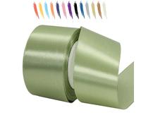 Rollo de cinta de satén verde salvia de 50 mm para envolver regalos, bodas, ramos de flores, cajas de pasteles, manualidades, cumpleaños y fiestas de Navidad