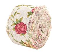 Rollo de Cinta de Yute de 10 m Con Estampado de Flores Vintage, Tela Decorativa Con Estampado de Rosas
