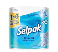 Rollo de cocina Selpak Comfort Maxi 100% celulosa pura 2 capas, 540 hojas adecuadas para contacto con alimentos, paños de cocina, toallas de papel de cocina, paquete de 6