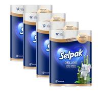 Rollo de cocina Selpak Deluxe de 3 capas, resistente a la humedad, súper absorbente, rollo de cocina de bambú reutilizable, papel de cocina de toalla doméstica en relieve de elefante, 48 rollos (4x12