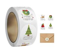 Rollo De Etiquetas De Navidad Para Tarjetas - Surtido De Etiquetas Redondas Para De Invierno - Suministros Decorativos De Embalaje De Regalo Para Correspondencia Postales Sobres