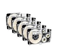 Rollo de Etiquetas en Blanco y Negro, 5PK, 10PK XR 12WE, 12mm, Compatible con Fabricante de Etiquetas KL 60, reemplazo para XR 12WE XR12WE(Black on White)