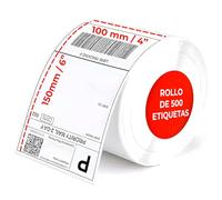 Rollo de Etiquetas Térmicas Adhesivas 100×150 mm (4×6″) - 500 uds - Compatible con Zebra, MUNBYN y más - Impresión Térmica y Legible