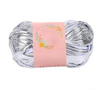 Rollo de hilo de ganchillo brillante de piel sintética de 100 g, material de poliéster suave, 25 m de largo, adecuado para tejer, macramé y proyectos de decoración del hogar (C)