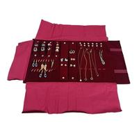Rollo De JoyeríA Bolsa de viaje portátil for guardar joyas, sin enredos, for collares, con cadena piel sintética y terciopelo, color negro gris(Wine red)