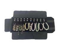 Rollo De JoyeríA Bolsa enrollable for guardar joyas con cadena de terciopelo, organizador colgantes, collares, relojes, pulseras, expositores, estuche viaje portátil(Bracelet Bag All Blk)