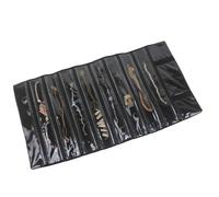 Rollo De JoyeríA Bolsa enrollable for guardar joyas con cadena de terciopelo, organizador colgantes, collares, relojes, pulseras, expositores, estuche viaje portátil(All Black 9LongGrids)