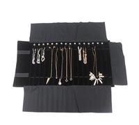 Rollo De JoyeríA Bolsa enrollable for guardar joyas con cadena de terciopelo, organizador colgantes, collares, relojes, pulseras, expositores, estuche viaje portátil(All Black Recommend)