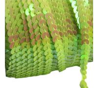 Rollo de lentejuelas redondas de 1 m/90 m, cinta de encaje de 6 mm for coser lentejuelas redondas planas, 1 pieza(Green,90M)