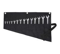 Rollo de llave multiusos | Rollo de herramientas resistente de lona encerada para bolsas con llaves métricas o SAE y herramientas - 14 ranuras - 16OZ - Negro