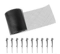 Rollo de malla protectora de canalón de PVC para escombros, para prevención de hojas y ramas con 10 ganchos rectos para integridad de bajada y canalón (15 cm x 6 m)
