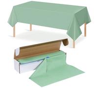 Rollo de mesa desechable de plástico verde salvia con cortador deslizante, 137,2 cm x 30,5 m, perfecto para cumpleaños, bodas, fiestas de baby shower