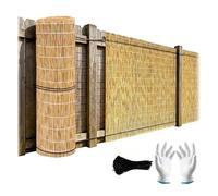 Rollo de Ocultación de Privacidad para Balcón, Valla de Cañizo Natural para Exterior y Jardín, Pantalla de Privacidad para Terraza, Protección Visual Decorativa(White Wire)