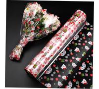 Rollo de papel de celofán navideño, 3 mil, papel de de celofán, con palabras de Papá Noel, rollo de, manualidades, flores, cesta de frutas, embalaje de dulces (3000 x 80 cm)