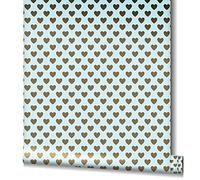 Rollo de papel de envolver 10m Cumpleaños Corazones Regalo de vacaciones Oro Turquesa para niños Calidad Premium Made in Germany