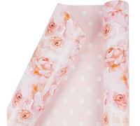 Rollo de papel de regalo de doble cara, rollo de papel de regalo de flores rosas rosadas, rollo de papel de regalo para mujeres y niñas, papel de regalo para cumpleaños, día de San Valentín, día de la