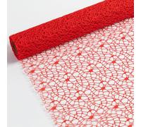 Rollo de papel de regalo de flores de estilo coreano, 50 x 450 cm, red hueca jacquard, suministros de floristería, papel de regalo para ramo de flores para embalaje de ramos de bricolaje (rojo)