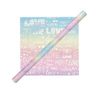 Rollo de papel de regalo de San Valentín, hojas de regalo con patrón de amor de rosa degradado brillante, envoltura decorativa de temporada, perfecto para reuniones familiares, celebraciones, bodas
